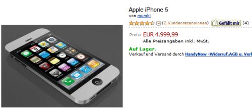 Jetzt iPhone 5 für 5000 EUR bei amazon! 