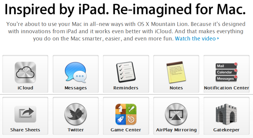 Mountain Lion inspiriert vom Apple iPad 