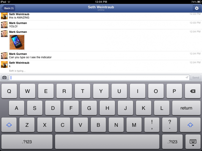 iPad Facebook Messenger
