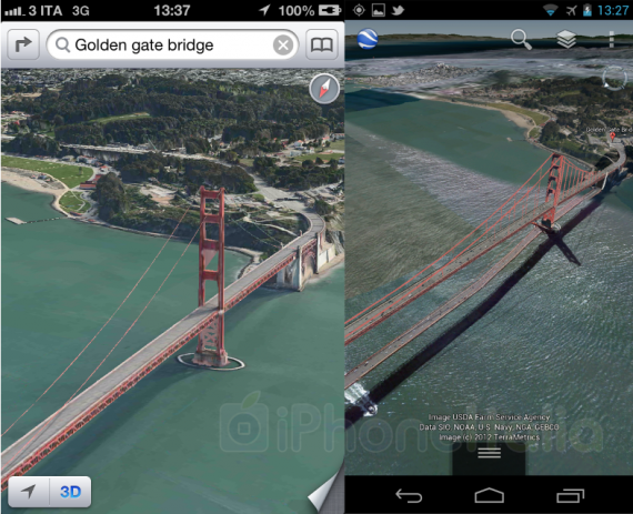 Vergleich: 3D Karten iPhone mit iOS 6 gegen 3D Maps Google Earth Android 4.1 (Bilder) 2