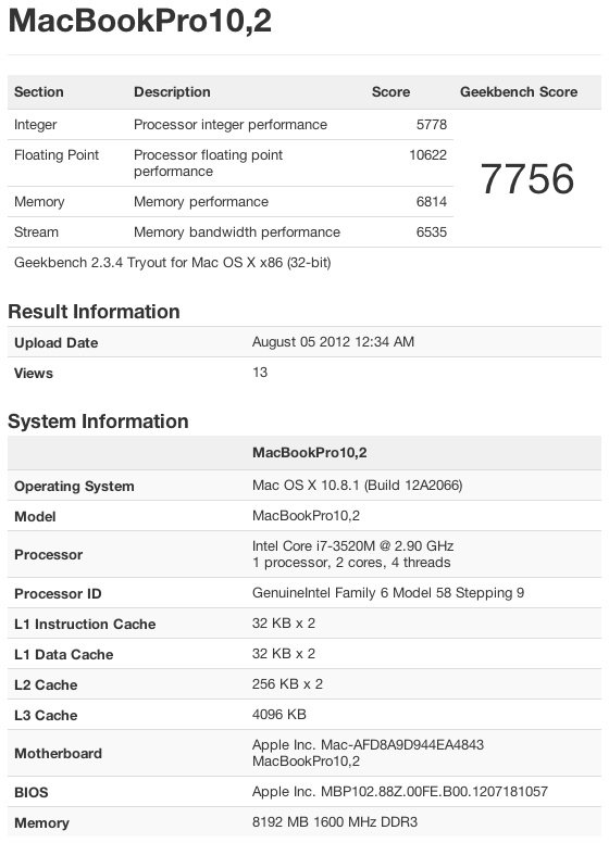 Benchmark: Beweise für 13 Zoll Macbook Pro mit Retina Display