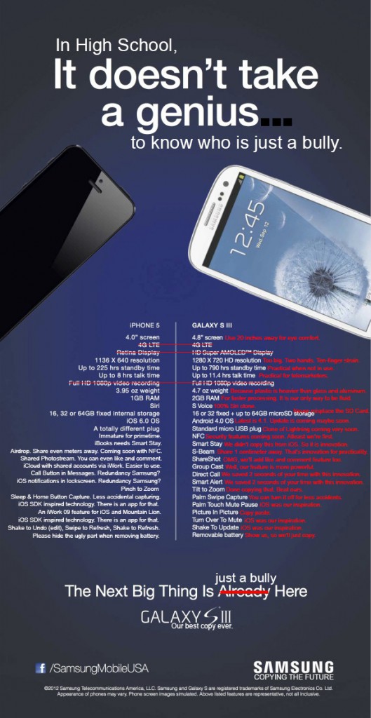Samsung Galaxy S3 vs. iPhone 5 Werbung korrigiert, Anti-iPhone Werbung geht nach hinten los 1