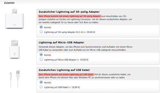 Lightning Adapter beim iPhone 5 im Apple Store kostenlos