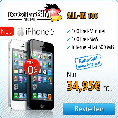 DeutschlandSIM - iPhone 5 für 0 Euro