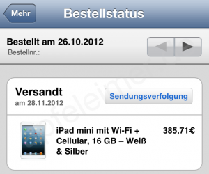 iPad Mini LTE - Bestellung 26.10. - Lieferung 04.12.