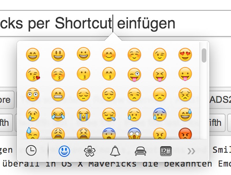 Shortcut Mavericks Smileys Emojis Sonderzeichen