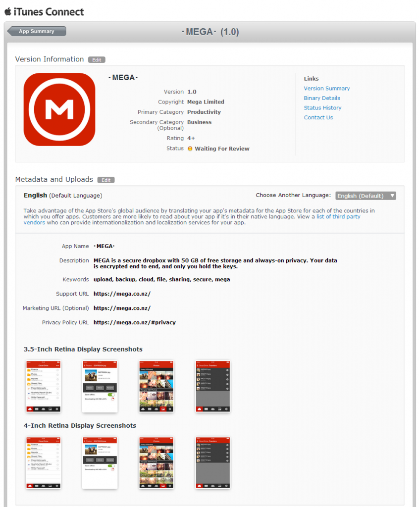 Mega iOS App für iPhone iPad
