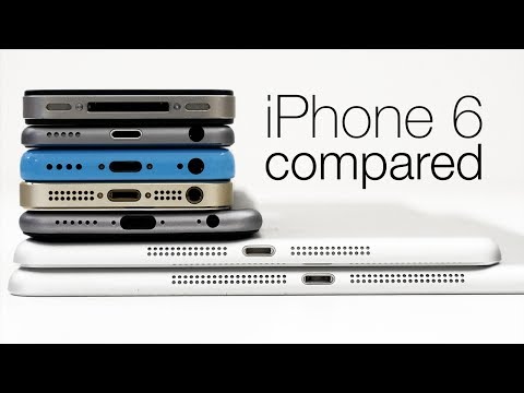 4.7-inch iPhone 6 vs iPad Air, iPad mini, iPhone 5s, iPhone 5c, iPhone 4/4s, iPod touch (mockup)