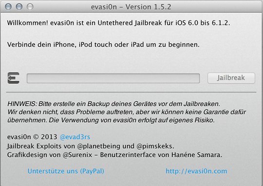 Download Evasi0n 1.5.2 Jailbreak in deutsch!