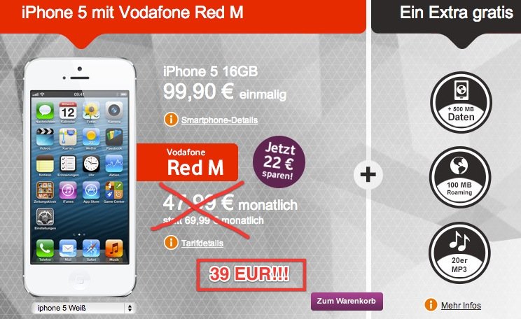 Preisfehler? Vodafone Red M mit iPhone 5 16GB für 39 EUR monatlich! (Junge Leute) 9