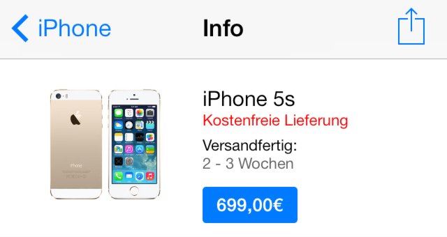 iPhone 5s bei Telekom, Apple, Vodafone, O2 Liefertermine und Lieferstatus 5