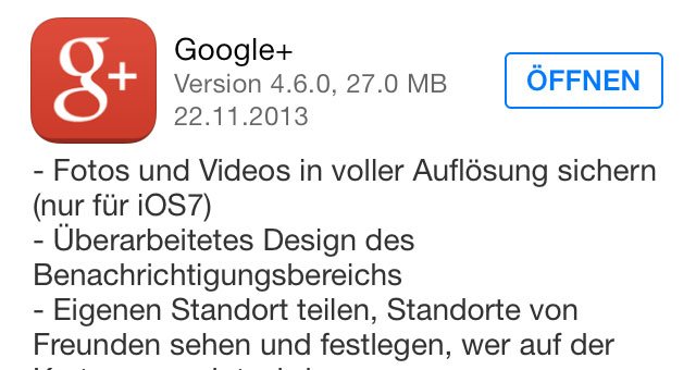 Google+ für iOS 7 mit Foto Upload in voller Auflösung! 9