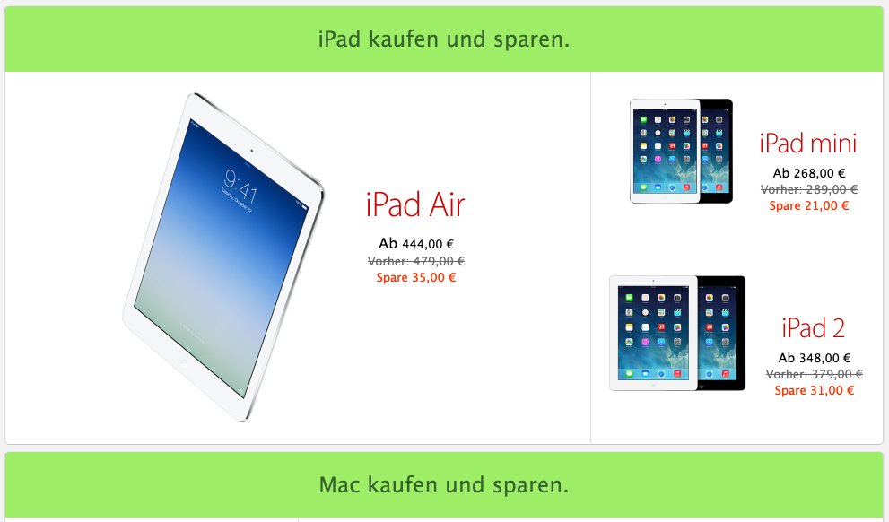 Apple Store doch mit Preisreduzierung! Kein Retina iPad mini 2 zum Black Friday 2