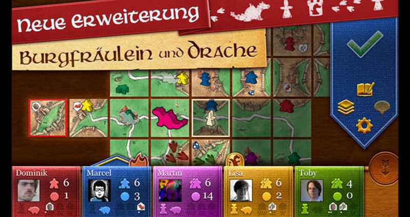 Spiel der Herzen 2013: Carcassonne Erweiterung Burgfräulein & Drache für iPhone & iPad erhältlich! 1