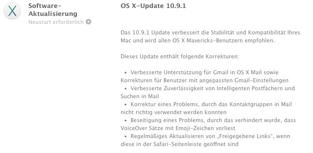 Mac OS X 10.9.1 Update: Probleme mit Gmail Googlemail behoben 9