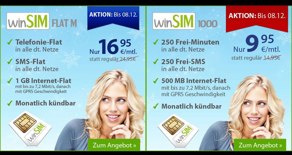 WinSIM Aktion: Billige Allnet-Flat fürs iPhone für 16,95 Euro 2
