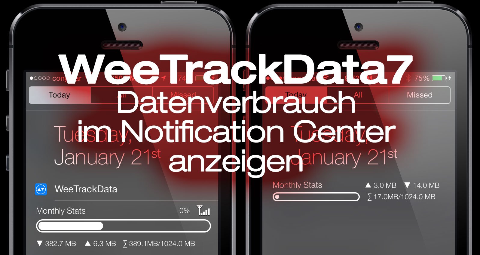 WeeTrackData7: iOS 7 Jailbreak Tweak zur Anzeige verbrauchten Datenvolumens im NC! 6