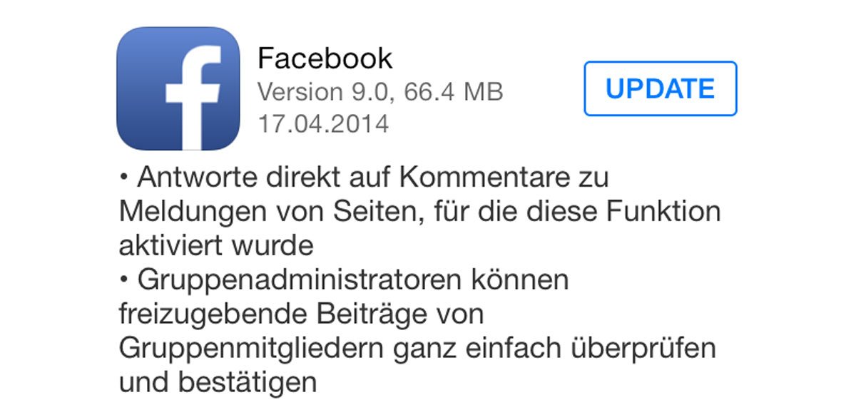 Facebook 9.0 Update für iPhone und iPad 1