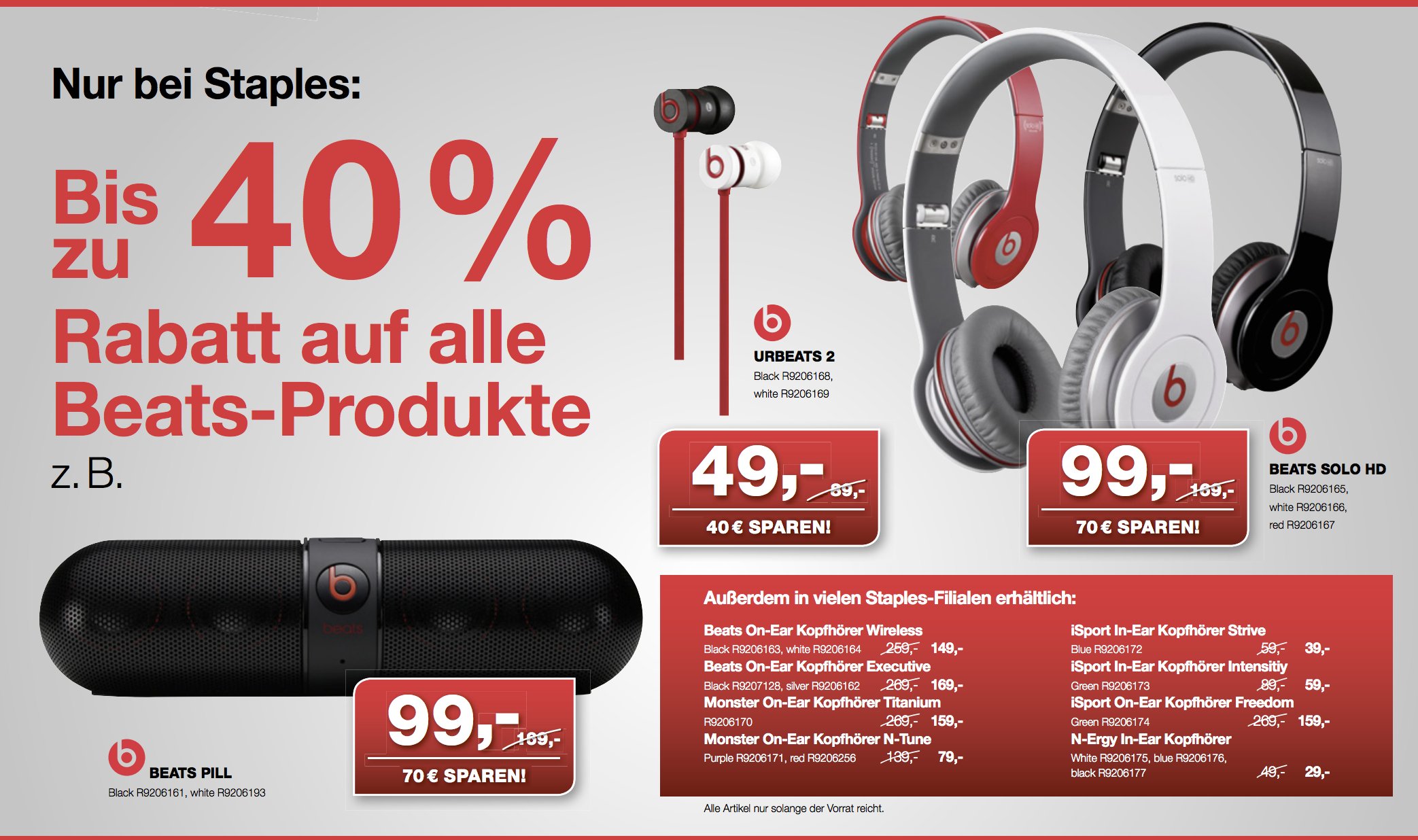 Beats bei Amazon ausverkauft - Staples mit 40 Prozent Rabatt auf alle Beats Produkte. 7