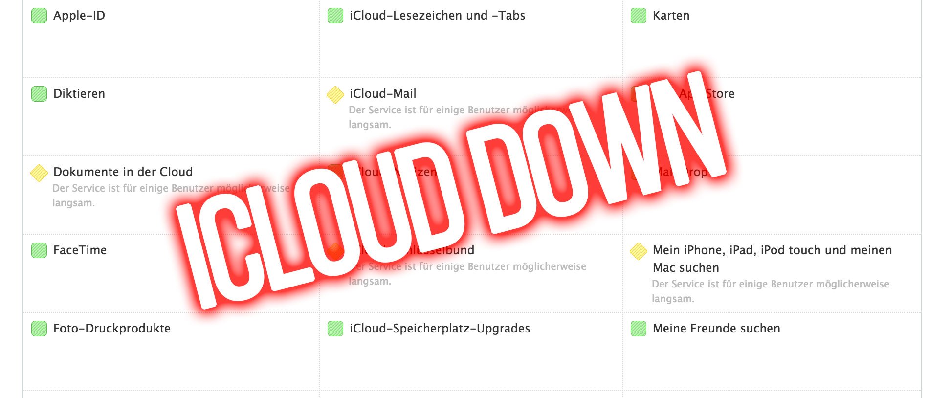 iCloud down: viele Apple Dienste langsam und nicht erreichbar 3