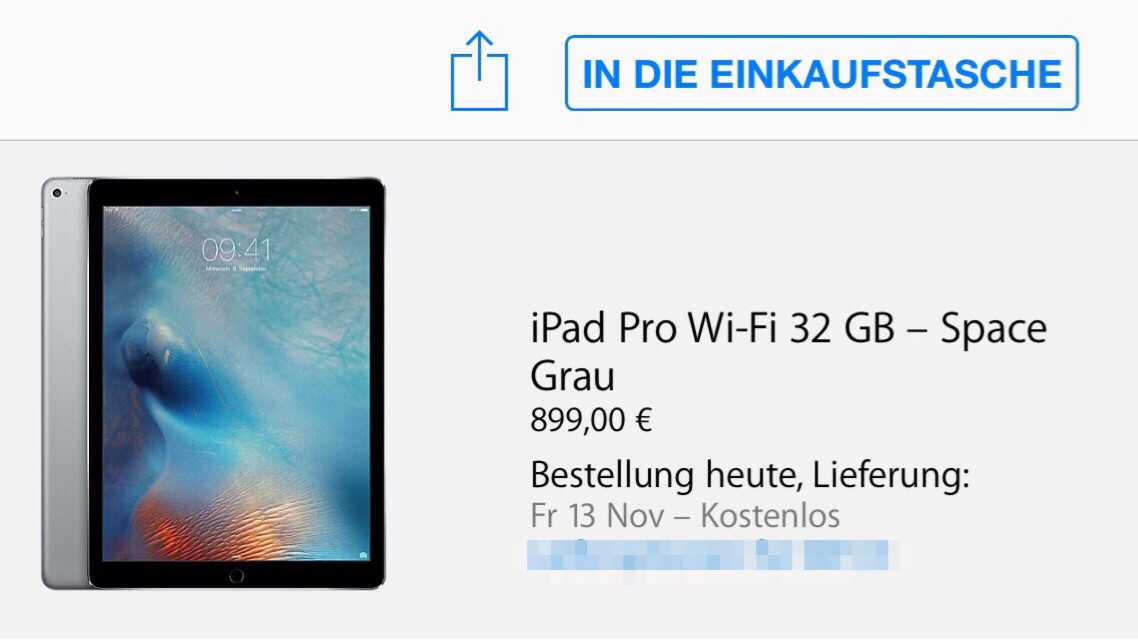 Los gehts: iPad Pro bestellen im Apple Store, 900 Euro für günstigstes iPad Pro Modell 7