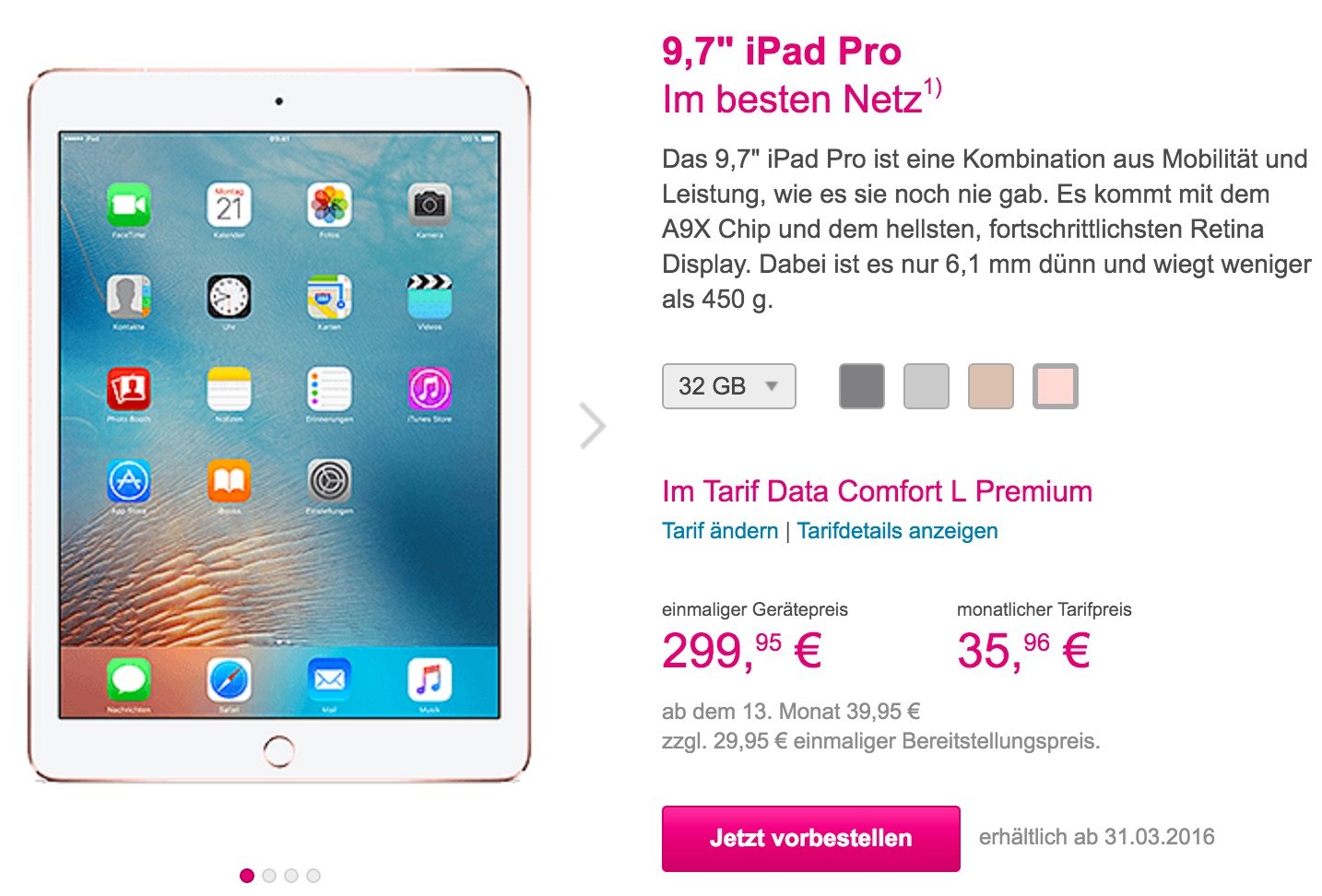 iPad Pro mit Vertrag kaufen: Telekom Datentarif mit iPad Pro 9.7 vorbestellen 4