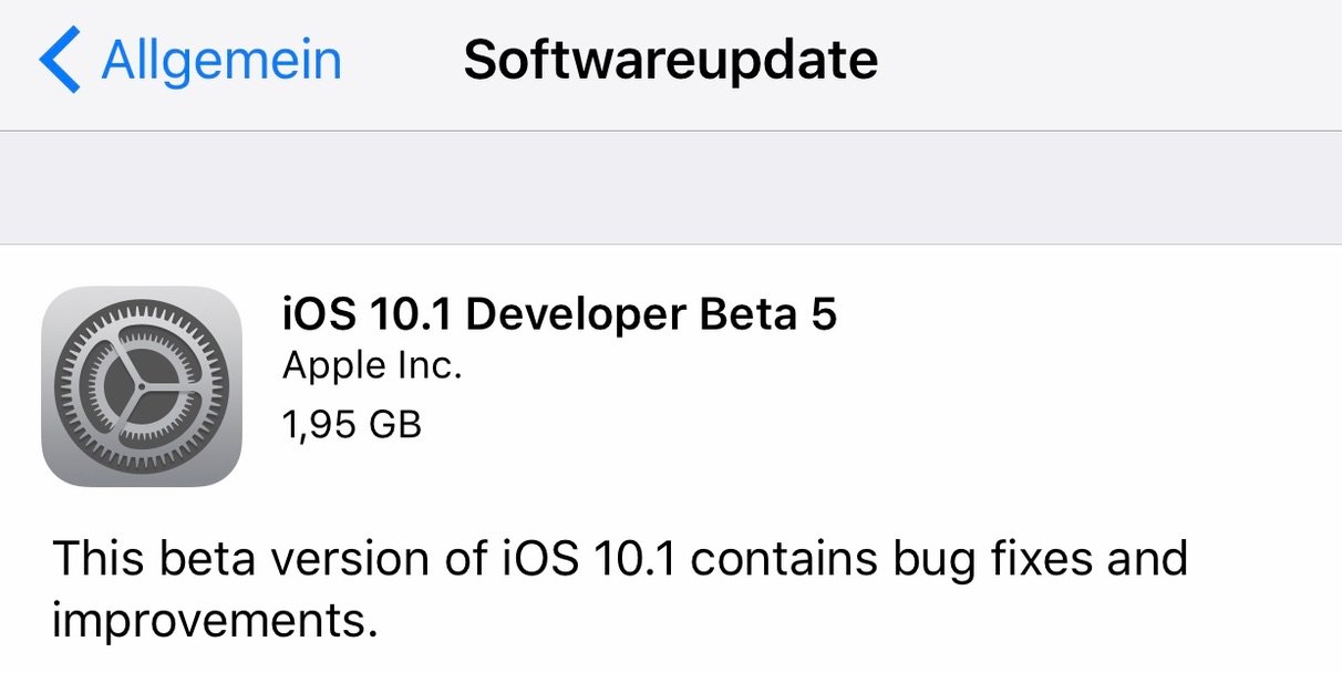 Update: iOS 10.1 Beta 5 & Public Beta 5 jetzt verfügbar 2