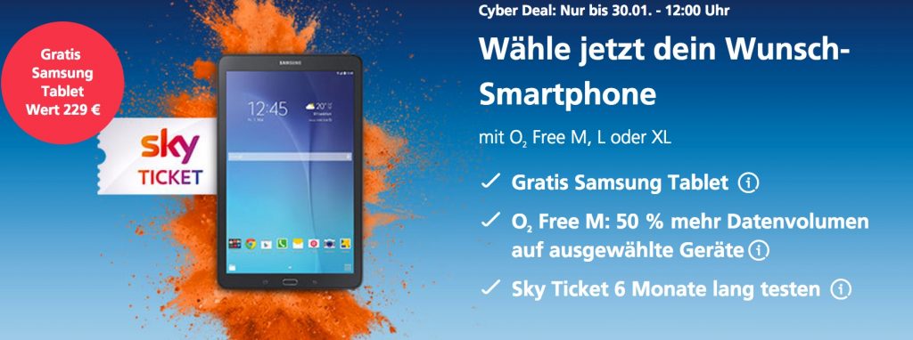 O2 Cyberdeal: Samsung Tablet zum O2 Free Tarif geschenkt! 2