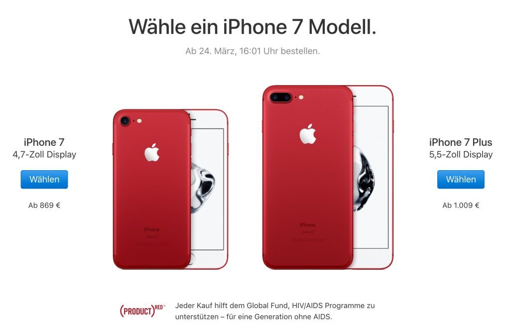 Knallrote Special Edition: rotes iPhone 7 & iPhone 7 Plus (PRODUCT)RED 2