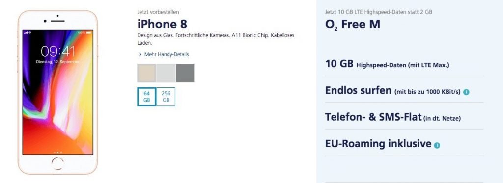 iPhone 8 bei O2 ab sofort erhältlich: iPhone 8 (Plus) ab 49 Euro bei O2! 2
