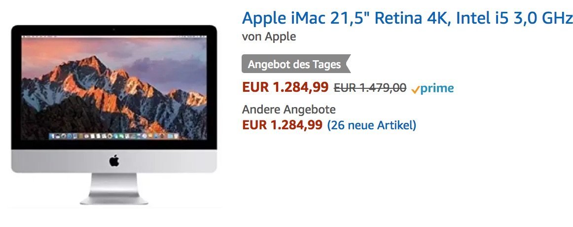 Heute günstiger: Neue 4K / 5K iMacs & MacBook Pro mit Touch Bar bei Amazon! 2