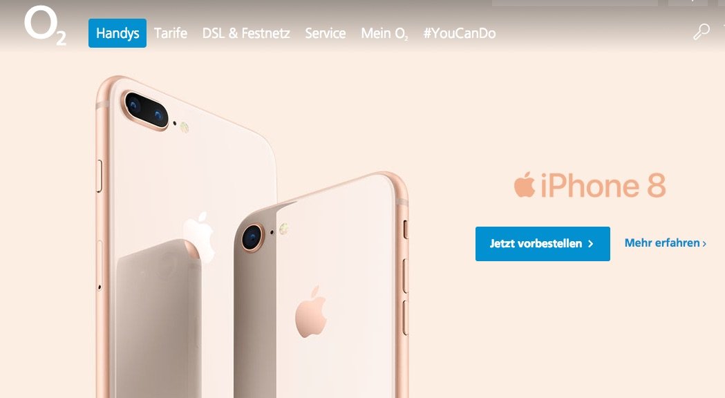 iPhone 8 bei O2 ab sofort erhältlich: iPhone 8 (Plus) ab 49 Euro bei O2! 1