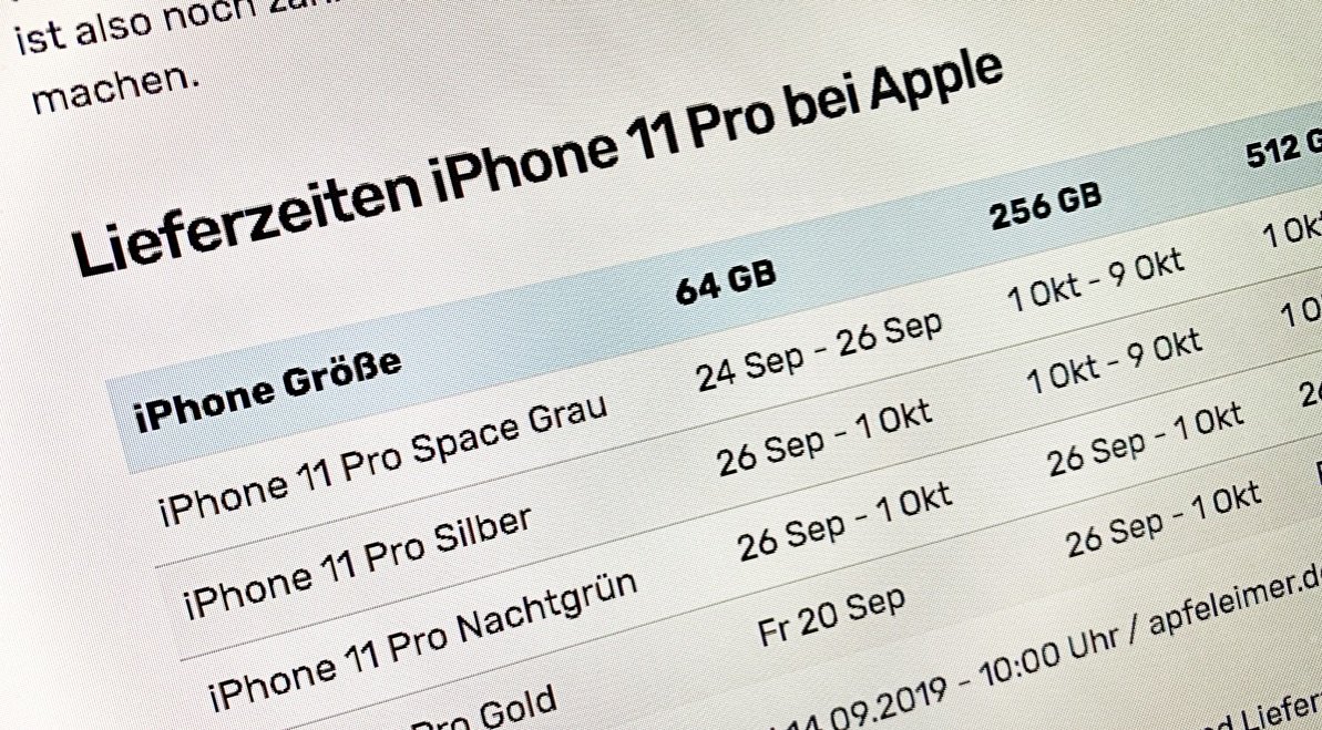 Verfügbarkeit & Lieferzeit iPhone 11 (Pro) im Apple Store 1