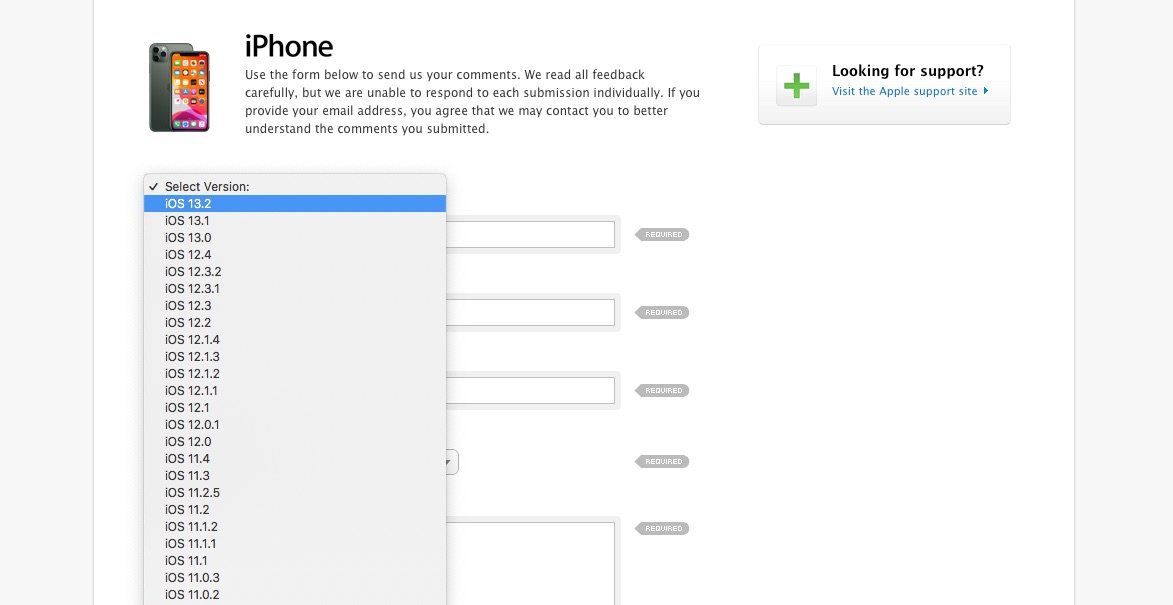 iOS 13.2 bereits auf der Apple Webseite gelistet 1