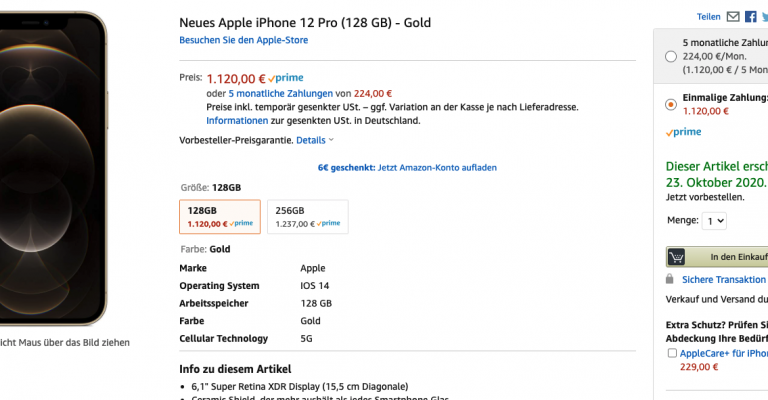 iPhone 12 Pro mit Verkauf & Versand durch Amazon 1